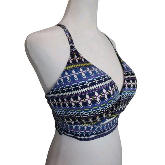 Victoria's Secret Uplift No Wire Push Up Bra Womens Size 36D Blue Geometric Wrap - Picture 2 of 6
